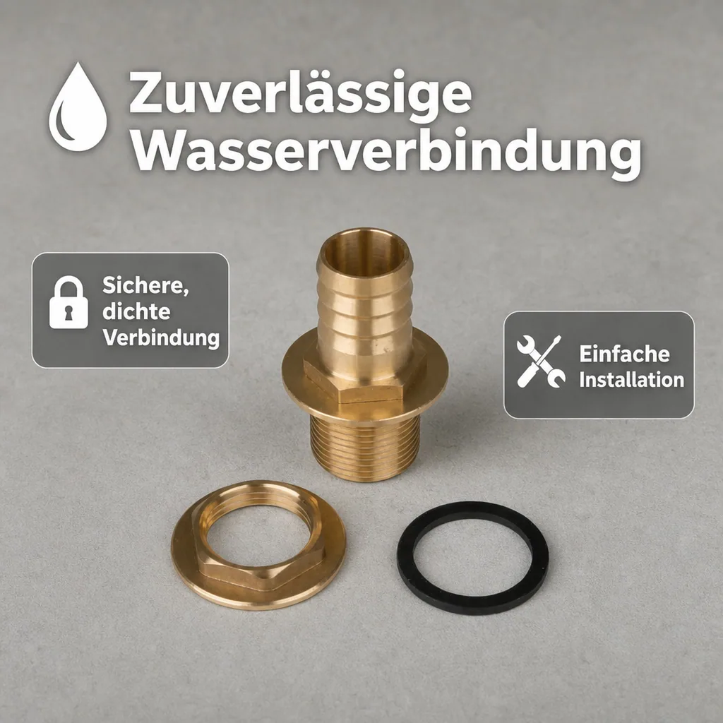 Regentonnen Verbinder Set, Tank Durchführung, 1 Zoll, 25mm Schlauchtülle, Regentonnenzubehör