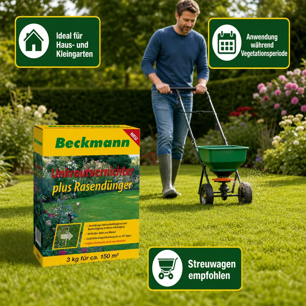 3 kg Rasendünger mit Unkrautvernichter + Langzeitwirkung f. ca 150m²