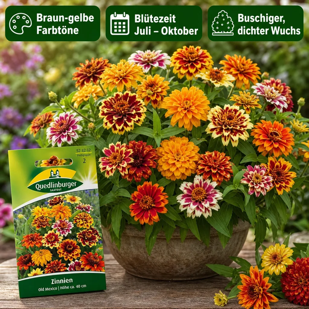 Zinnien Samen, Old Mexico, Sommerblumen Mischung