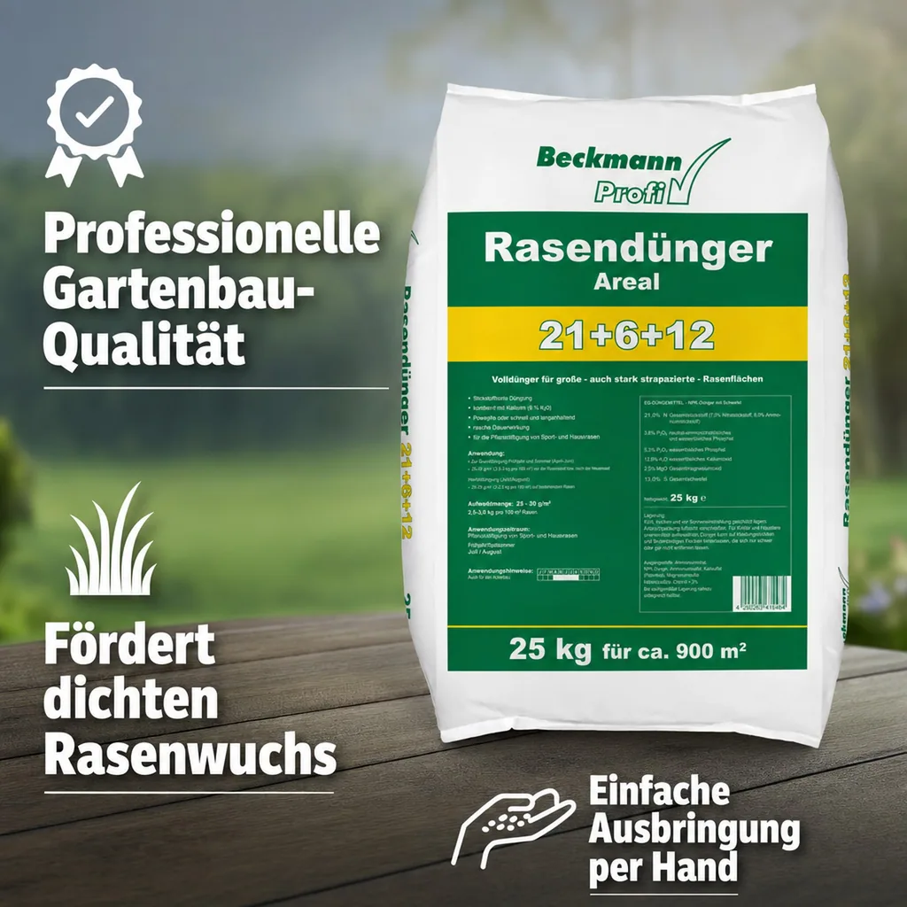 Rasendünger 25kg, Sofortwirkung, Volldünger für Rasenflächen