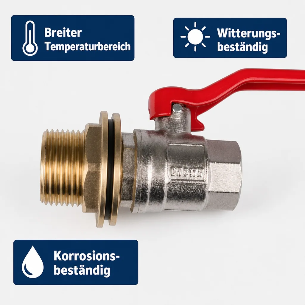 Regentonne Durchführung Set, Tankdurchführung, 3/4 Zoll Hebelkugelhahn