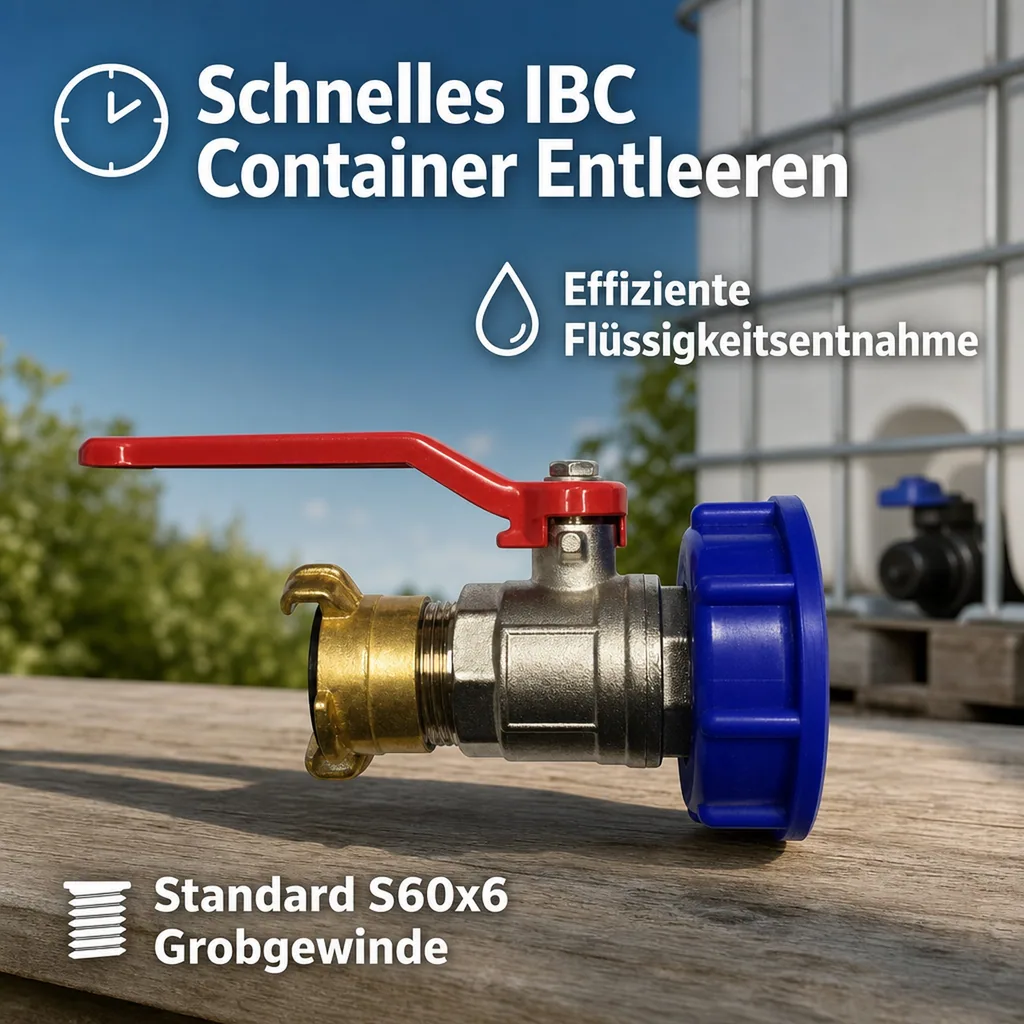 IBC Container Adapter, S60, 1 Zoll Kugelhahn