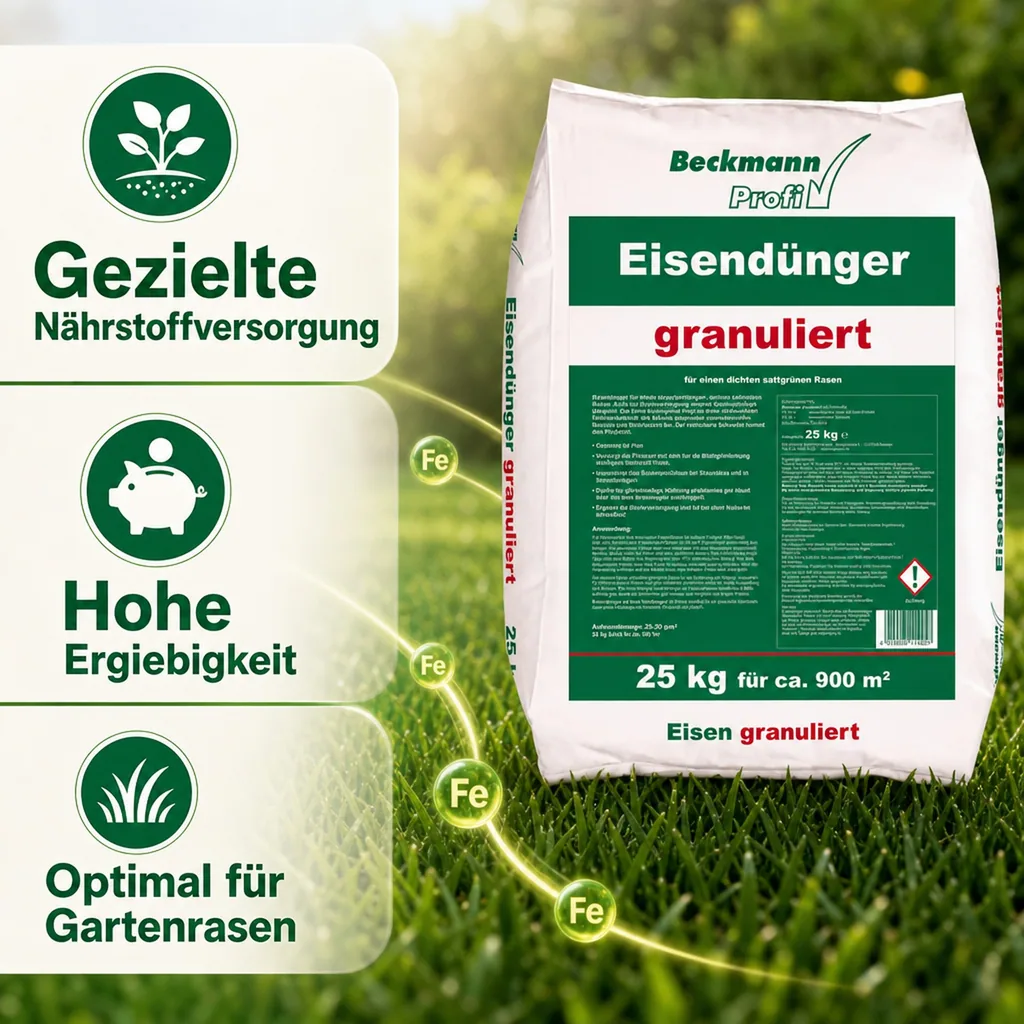 Eisendünger 25 kg, granuliert, 2-4 mm, für ca. 900 m², Rasendünger
