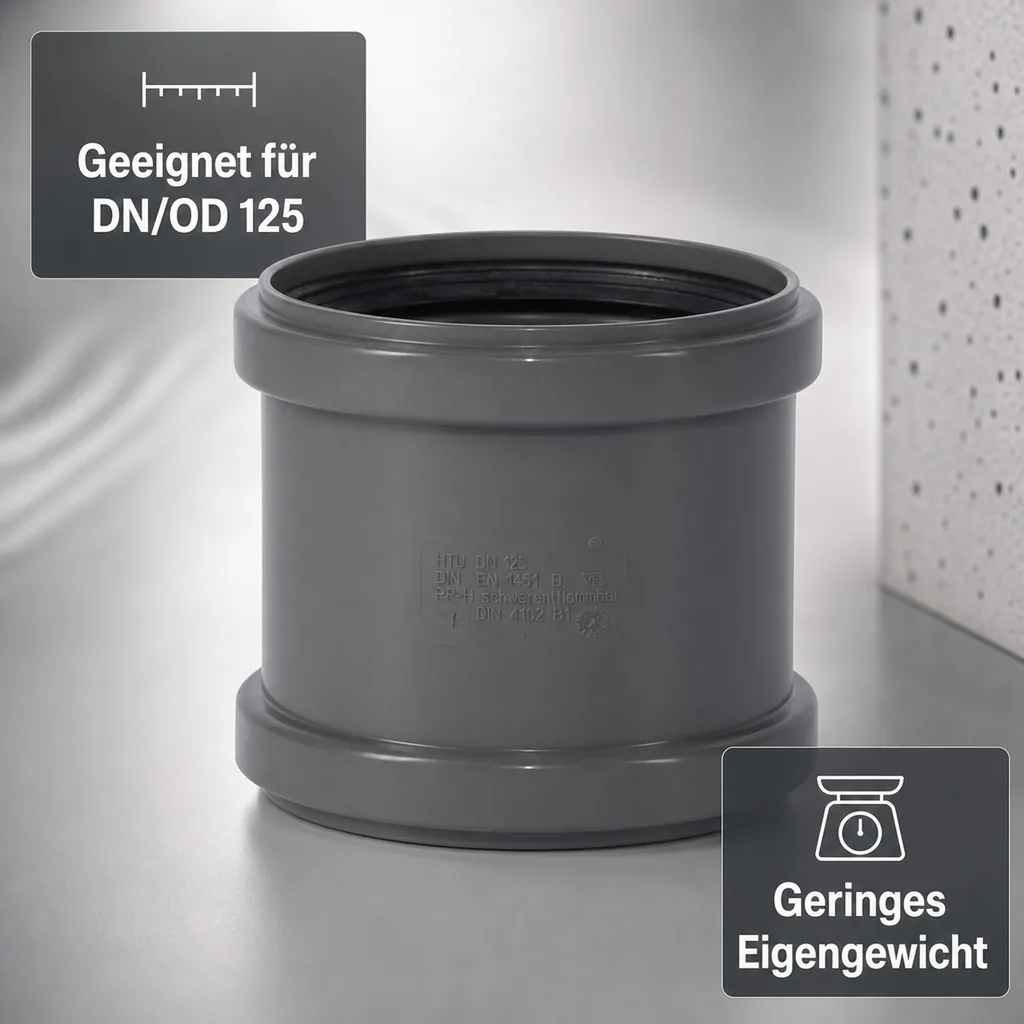 HT Rohrverbinder, Überschiebmuffe DN125, Hausentwässerung