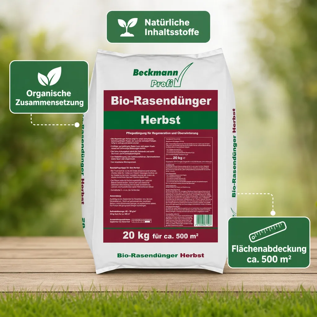 Rasendünger Herbst Bio 20kg, organisch, 500m²