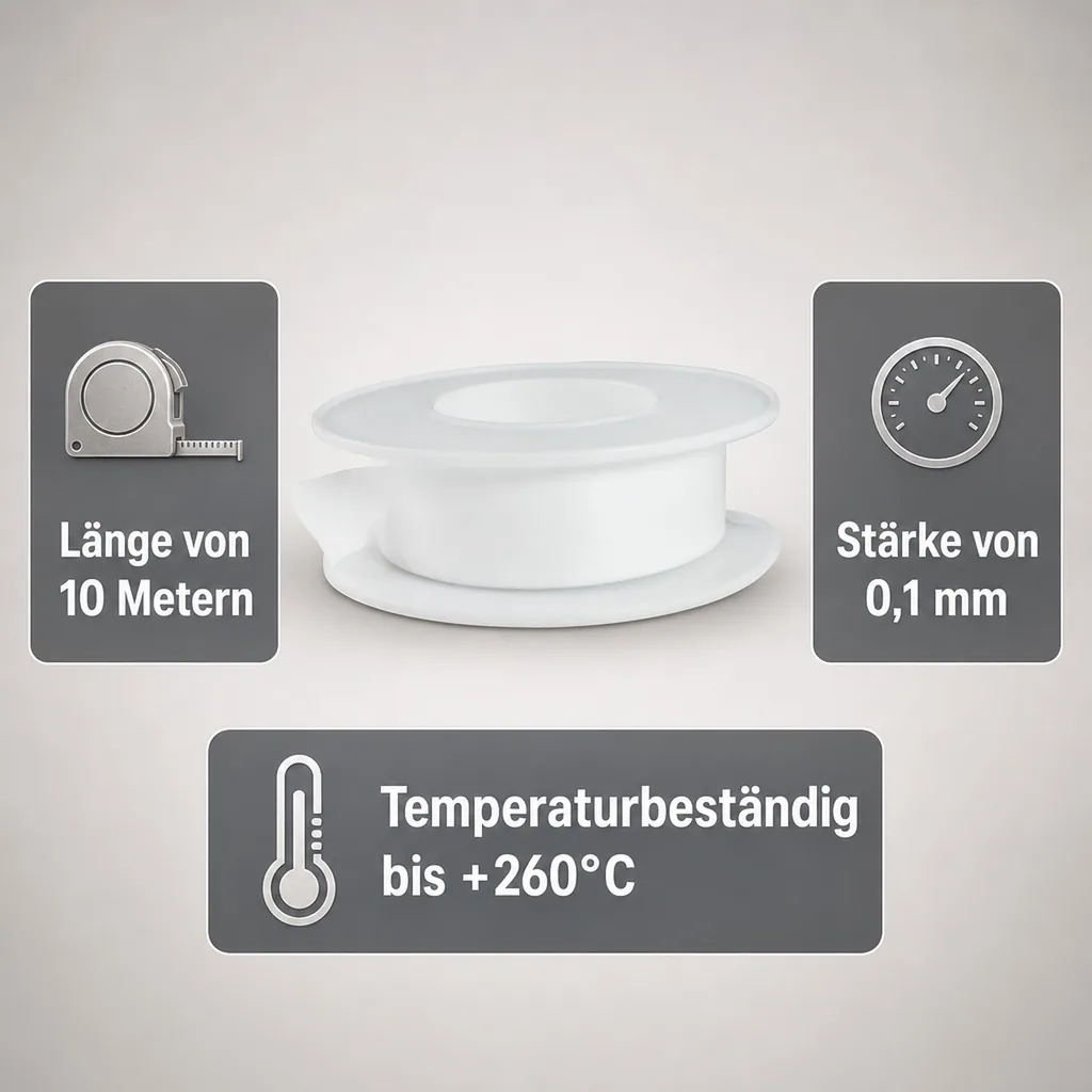 PTFE Band, Teflonband 1/2 Zoll x 10m, Gewindedichtband