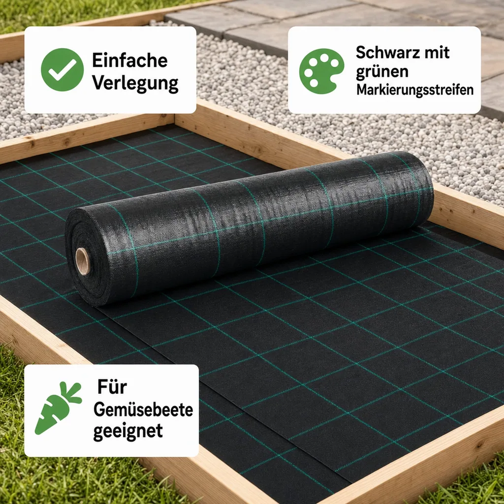 Unkrautvlies, Bodengewebe 100g/m², 1m x 50m, Gartenvlies