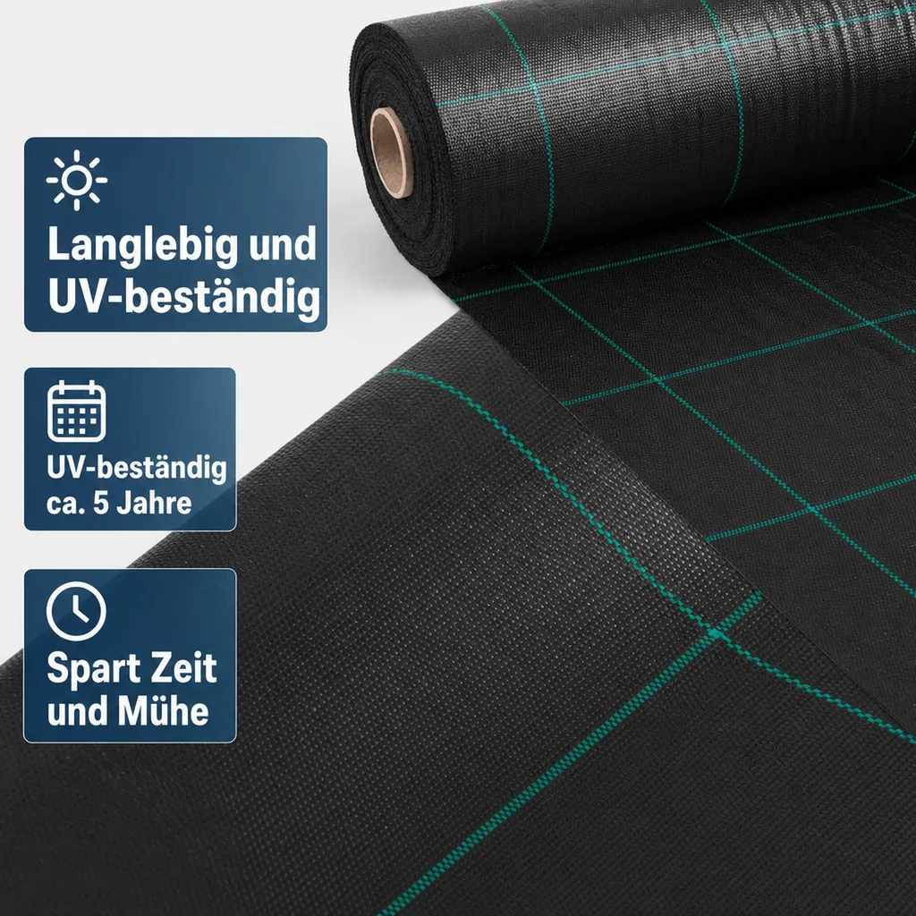 Unkrautvlies, Bodengewebe 100g/m², 1m x 50m, Gartenvlies