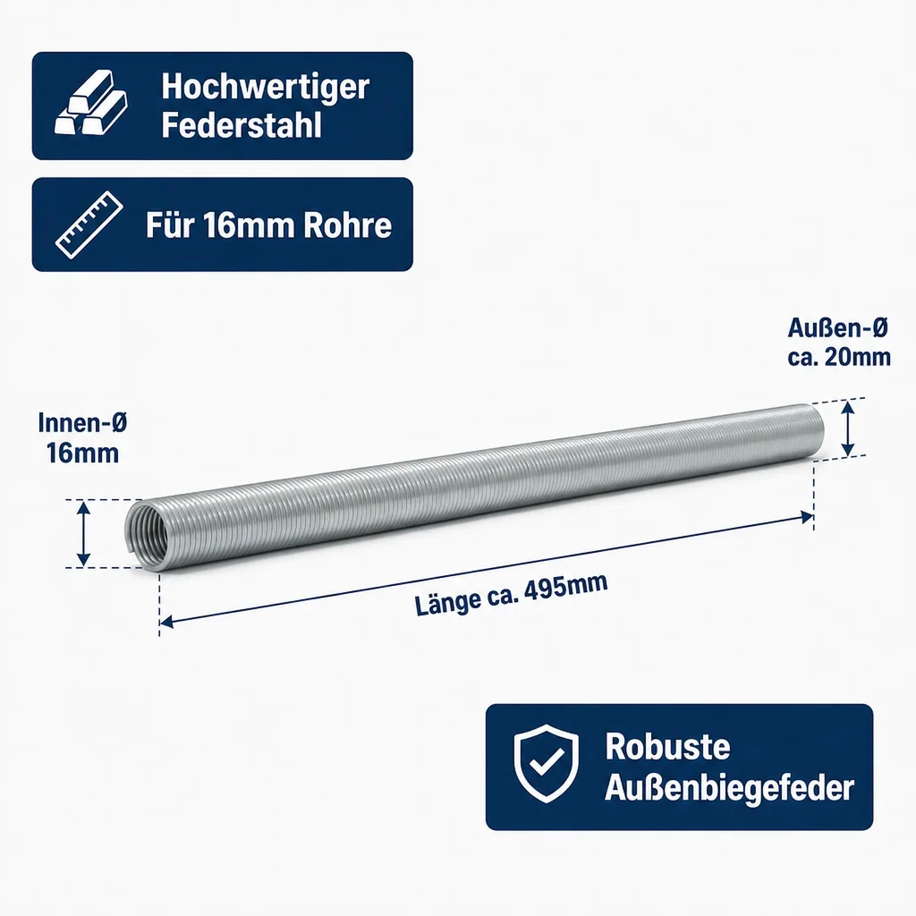 Biegefeder 16mm, Außenbiegefeder, Rohr biegen