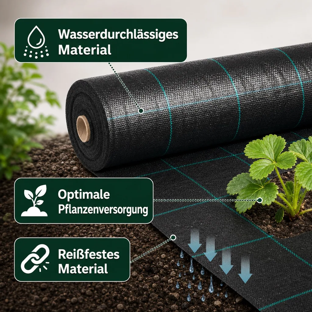 Unkrautvlies, Bodengewebe, Gartenvlies 2x30 Meter, Abdeckvlies, Mulchvlies