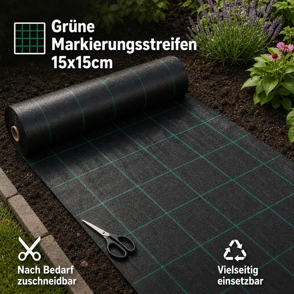 Unkrautvlies, Bodengewebe 2x50m (100m²), 100g/m², UV-stabilisiert, Abdeckvlies