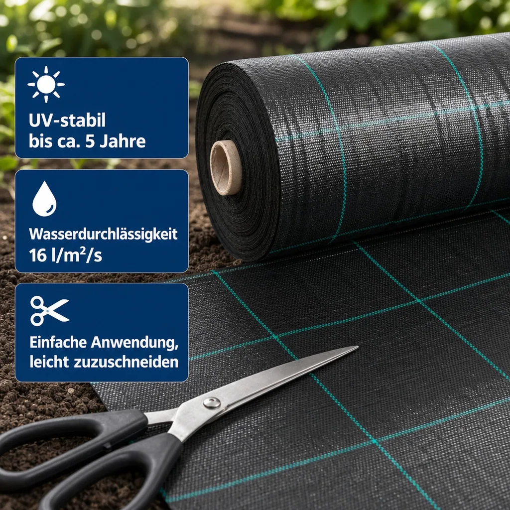 Unkrautvlies, Bodengewebe, Abdeckvlies 2x20m, Gartenvlies, Unkrautschutz