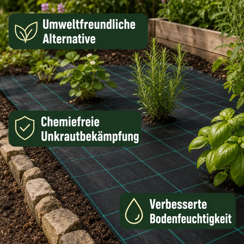 Unkrautvlies, Bodengewebe, Gartenvlies, 2m x 1m, Unkrautschutz, Beetvlies