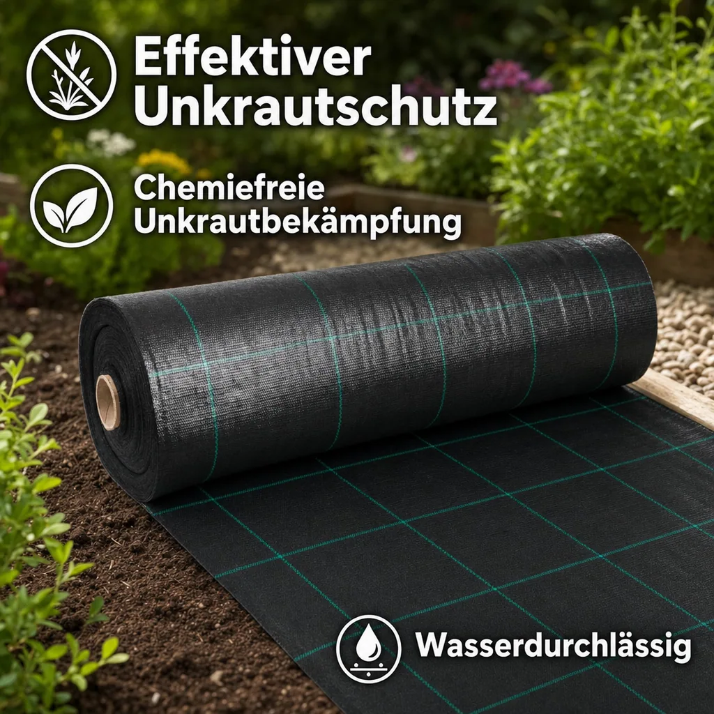 Bodengewebe 1,5m x 60m, 100g/m², Unkrautvlies, Gartenvlies