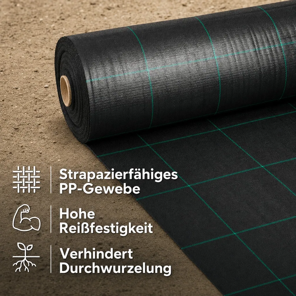 Bodengewebe 1,5m x 60m, 100g/m², Unkrautvlies, Gartenvlies