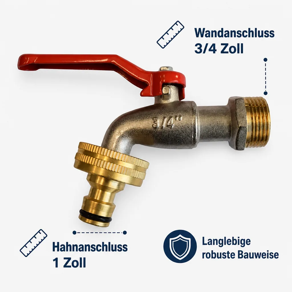 Kugelhahn 3/4 Zoll, Hebel Kugelhahn mit Steckkupplung, Garten, Aussenbereich