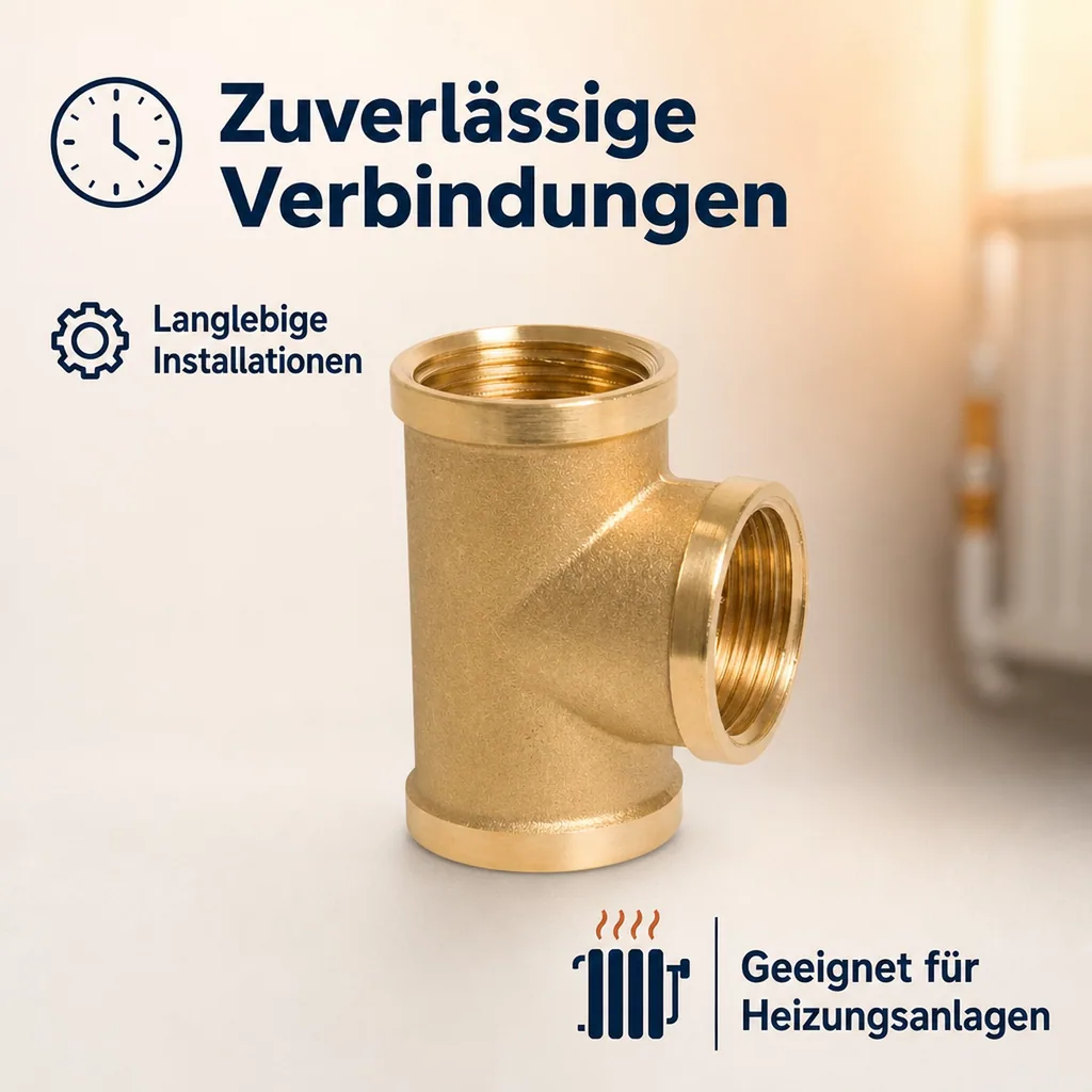 Messingfitting, Gewindefitting Messing T-Stück, 3/8 Zoll Innengewinde