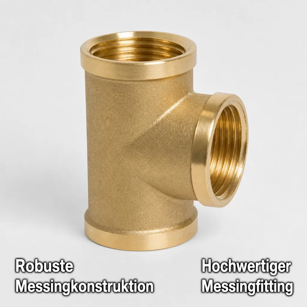 Messingfitting, Gewindefitting Messing T-Stück, 3/8 Zoll Innengewinde