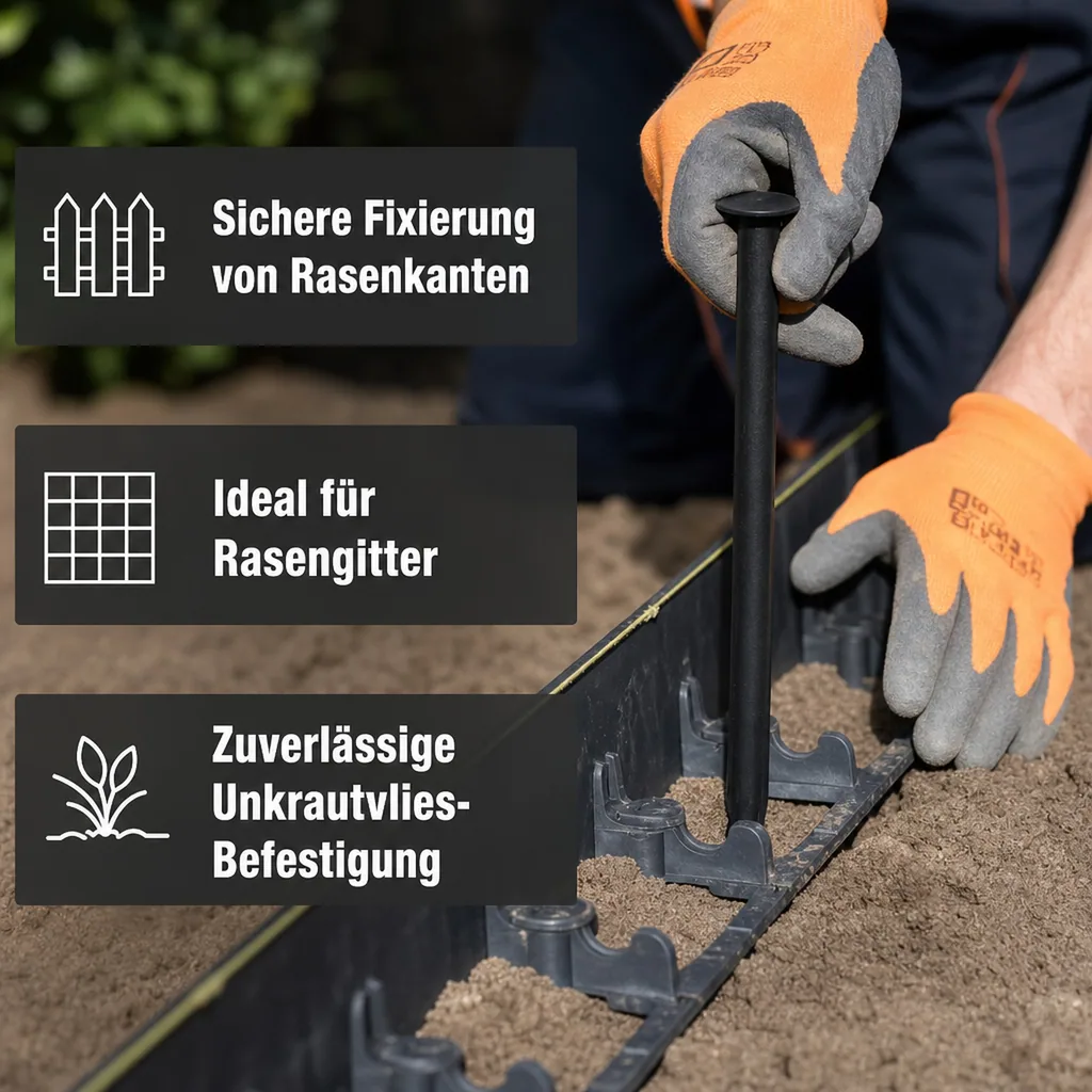 Befestigungsnägel, Erdnägel 20cm, Gartennägel, schwarz