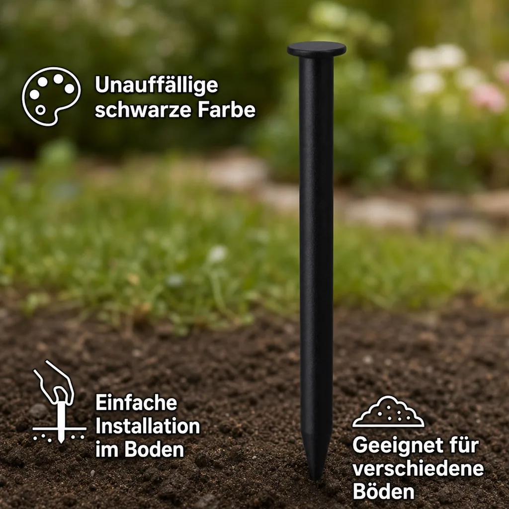 Befestigungsnägel, Erdnägel 20cm, Gartennägel, schwarz