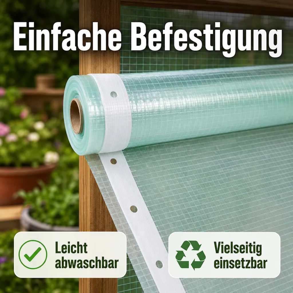 Gitterfolie, Gewächshausfolie, Folie für Gewächshaus, 4 Breite x 7 Meter, Nagelrand