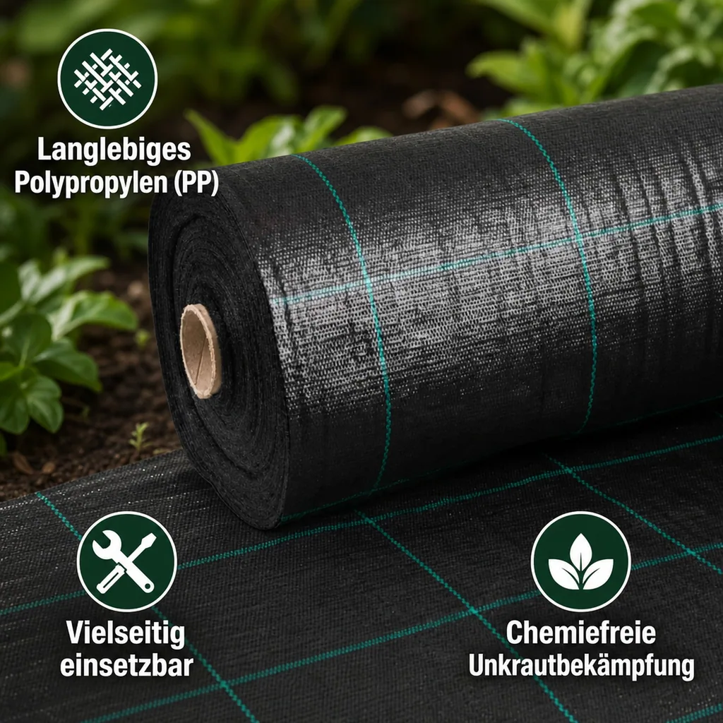 Abdeckvlies, Bodengewebe, 1m x 5m, Unkrautvlies, 100g/m²