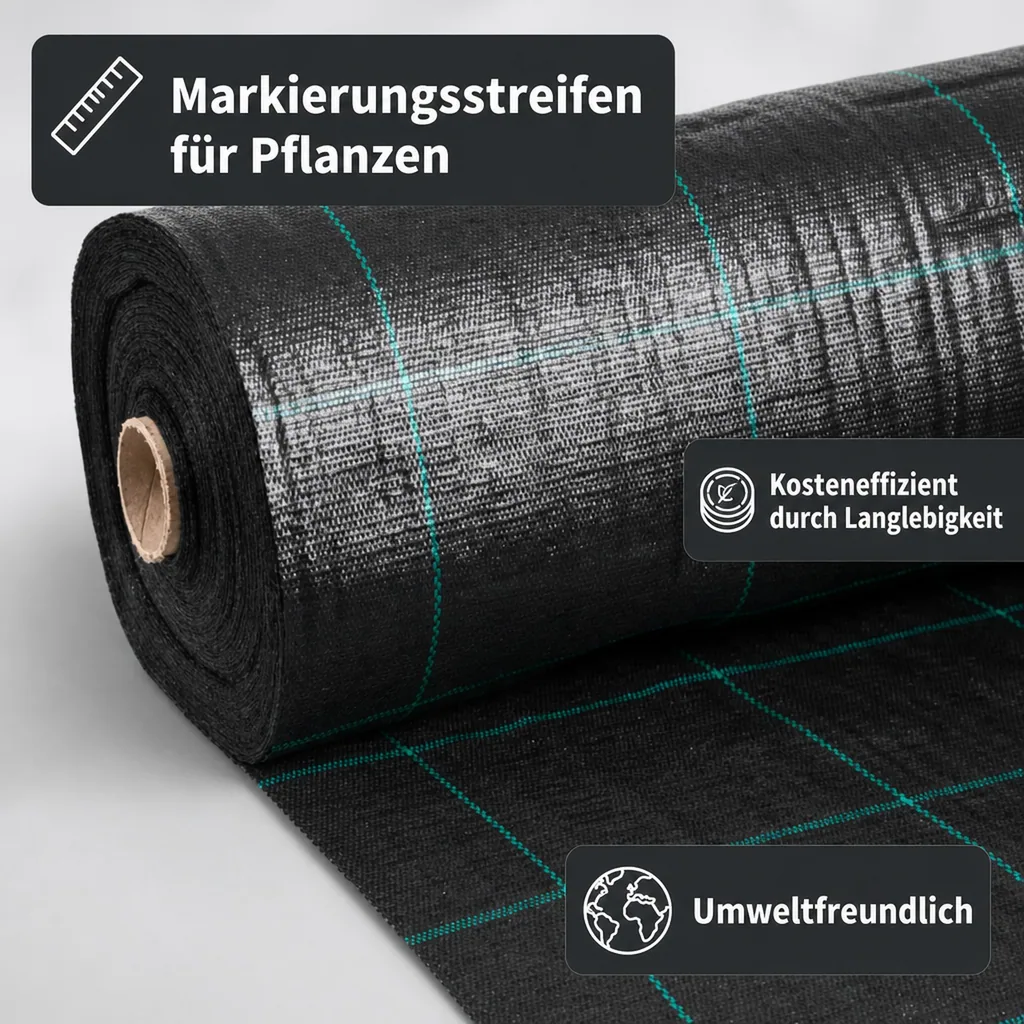 Abdeckvlies, Bodengewebe, 1m x 5m, Unkrautvlies, 100g/m²