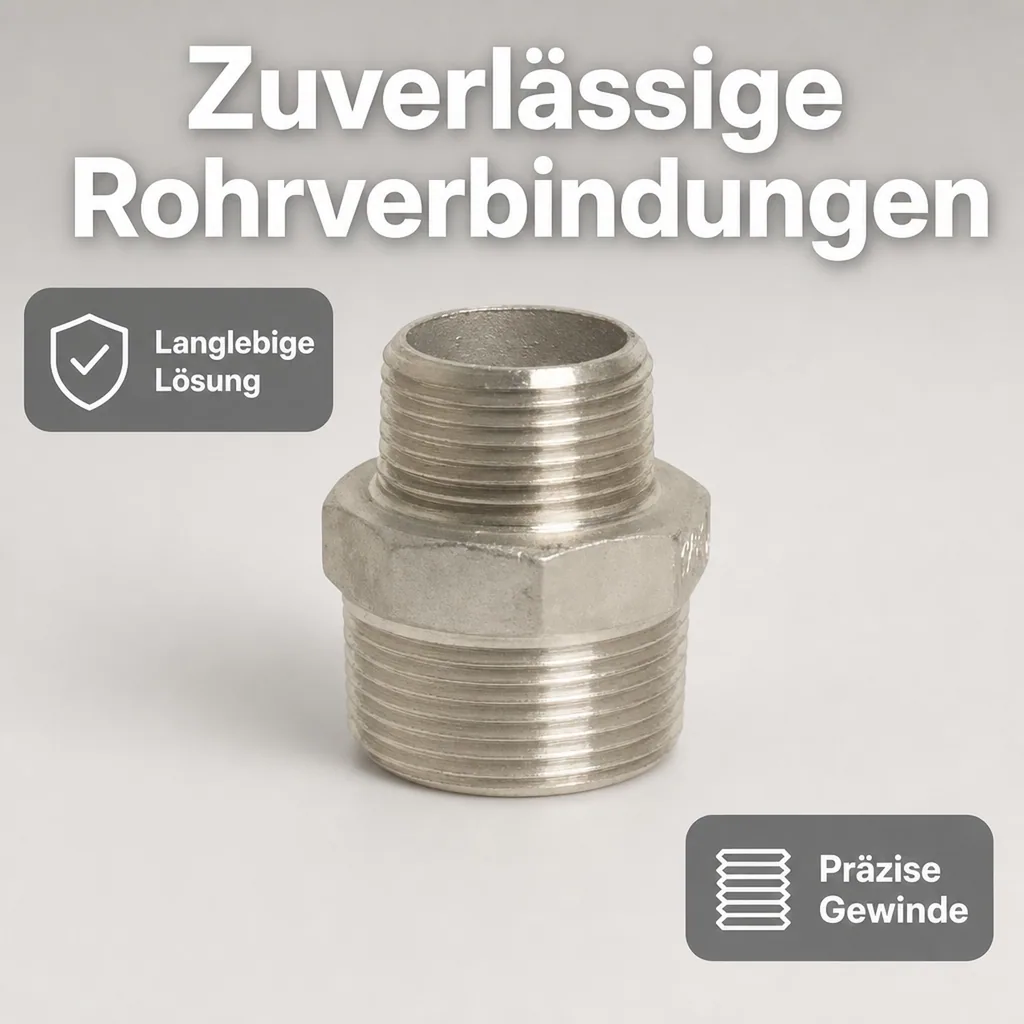 Edelstahl Gewindefitting, Reduziernippel Edelstahl, 1" x 3/4"