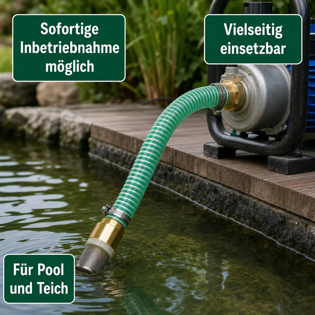 Druckschlauch 1 Zoll, Saugkorb mit Rückschlagventil, Saugdruckschlauch Set