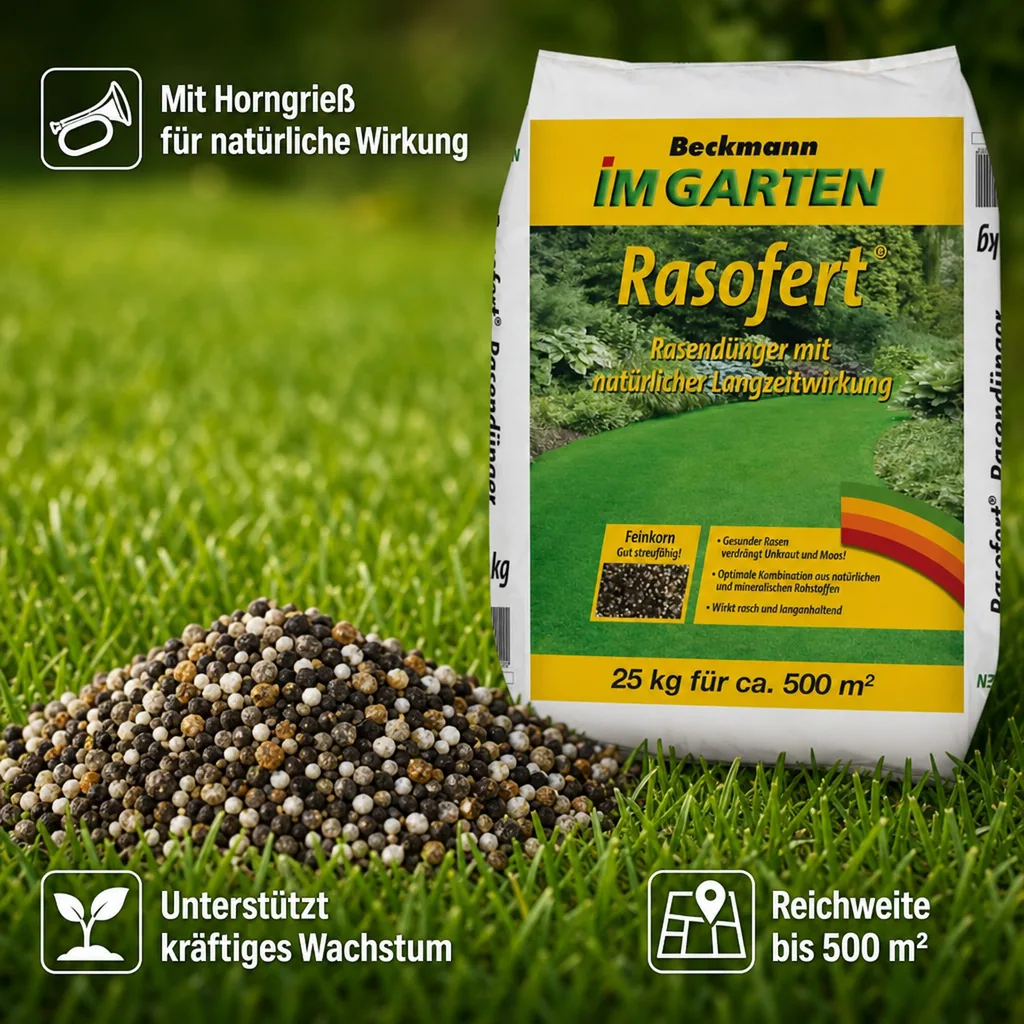 Rasendünger, Langzeitdünger 25kg, Mineralischer rasendünger für ca. 500m²