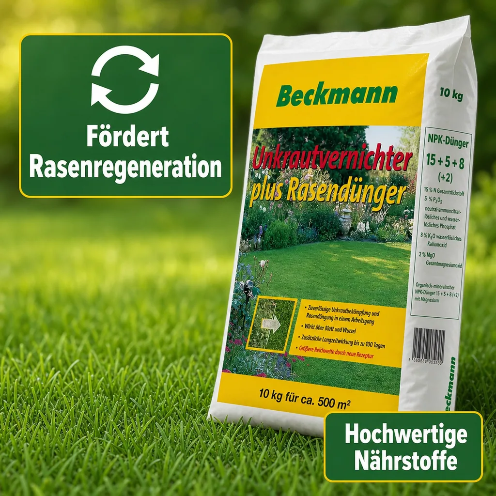 Rasendünger mit Unkrautvernichter 10 kg, Langzeitwirkung für 500m²