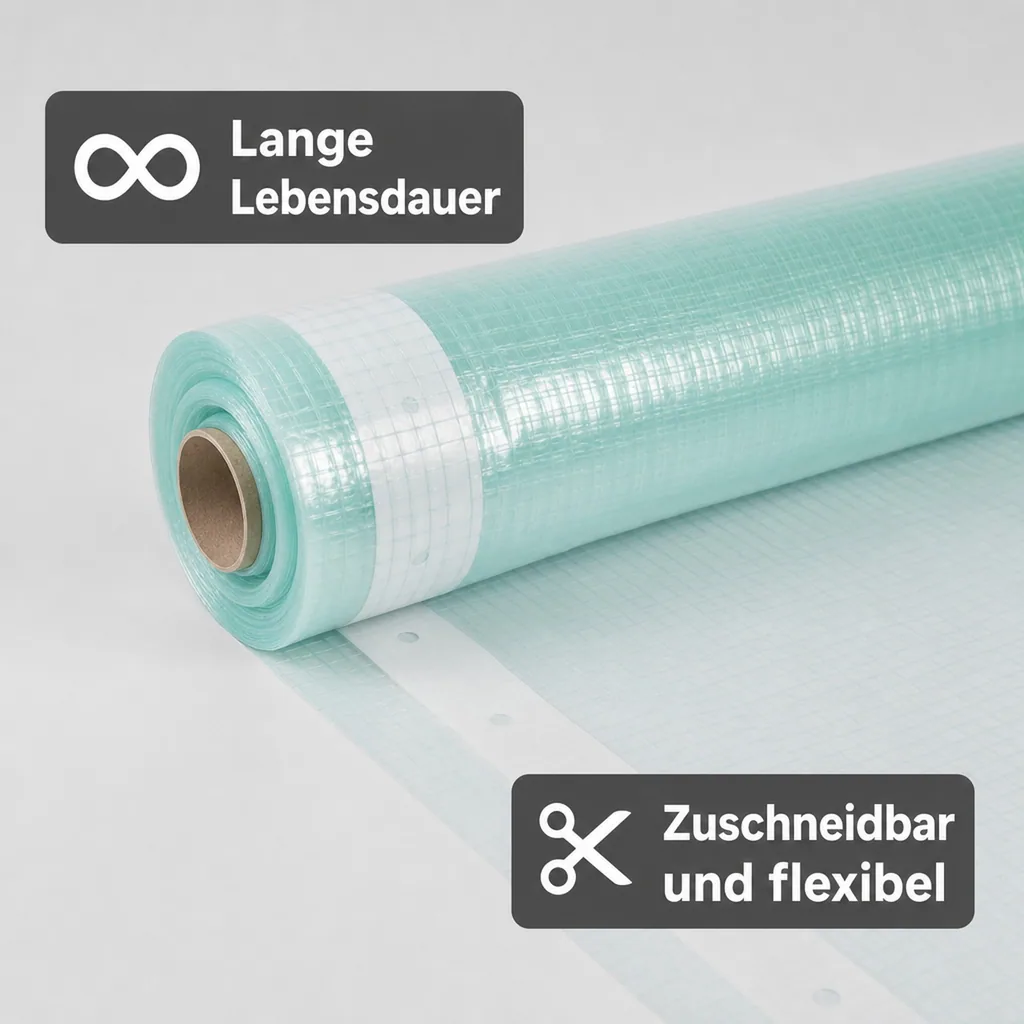 Gitterfolie, Gewächshausfolie, 4m x 5m, mit Nagelrand