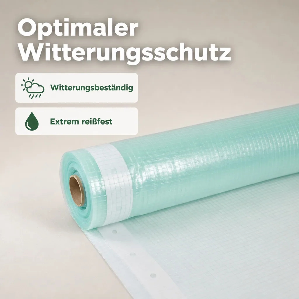 Gitterfolie, Gewächshausfolie, 4m x 5m, mit Nagelrand