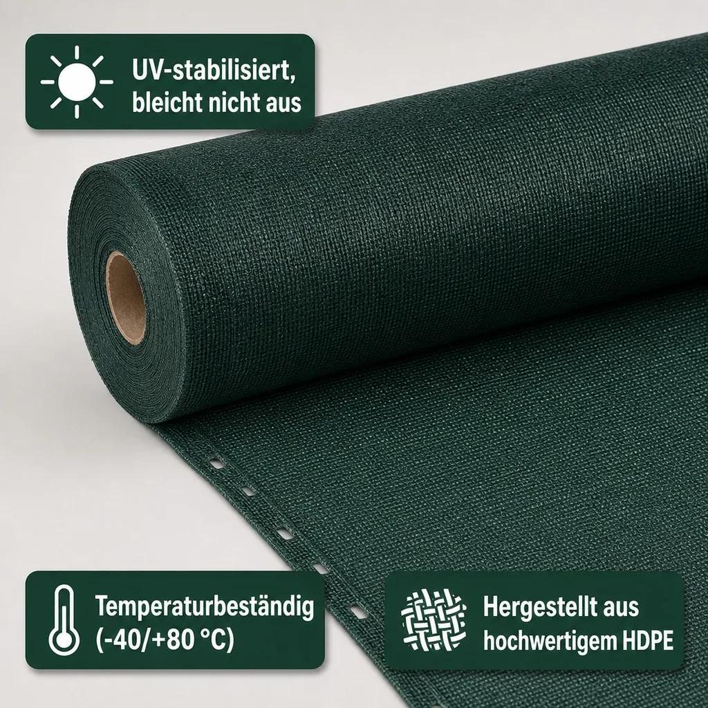 Sichtschutznetz, Windschutznetz, 1x50m, Gartenzaun, Zaunblende, HDPE Netz, grün