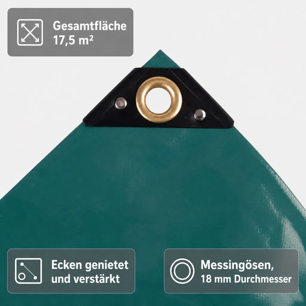grün 650 g/m² PVC 3,5 x 5m (17,5m²) Plane