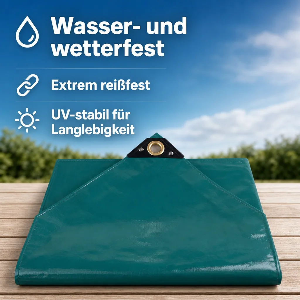PVC Plane grün 650g, Abdeckplane, 3,5 x 6m (21m²), wasserdicht, reißfest