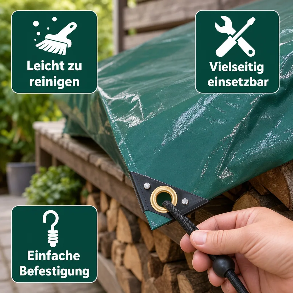 PVC Plane grün 650g, Abdeckplane, 3,5 x 6m (21m²), wasserdicht, reißfest