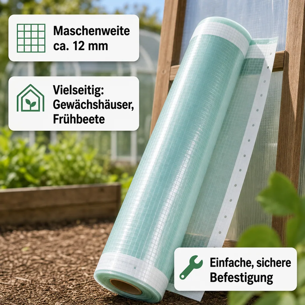 Gitterfolie, Gewächshausfolie, 1,5m, Nagelrand, UV-beständig, reißfest