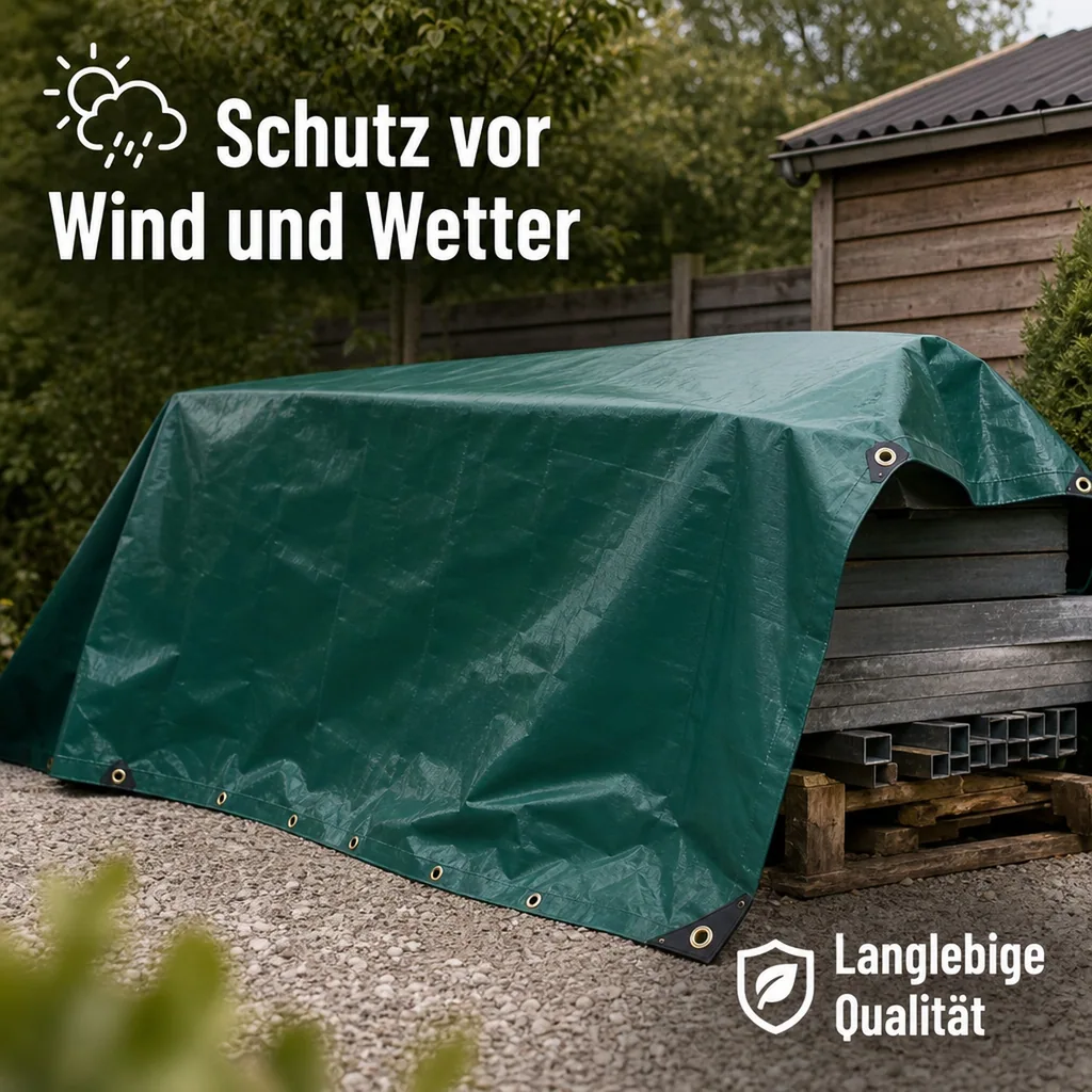 PVC Plane grün 650 g/m², Abdeckplane, wasserdicht, reißfest, 6 x 10m (60m²)