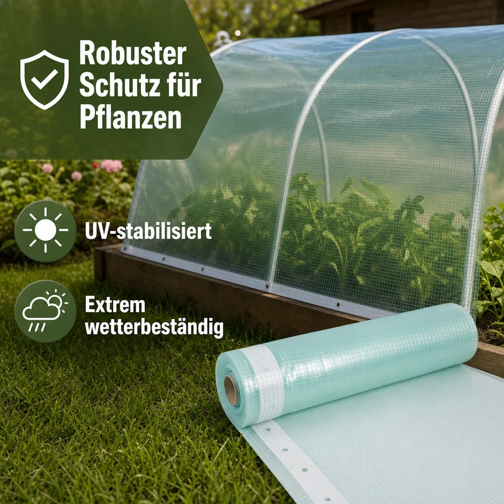 Gitterfolie mit Nagelrand 1,5m x 5m, Gewächshausfolie, UV-stabil