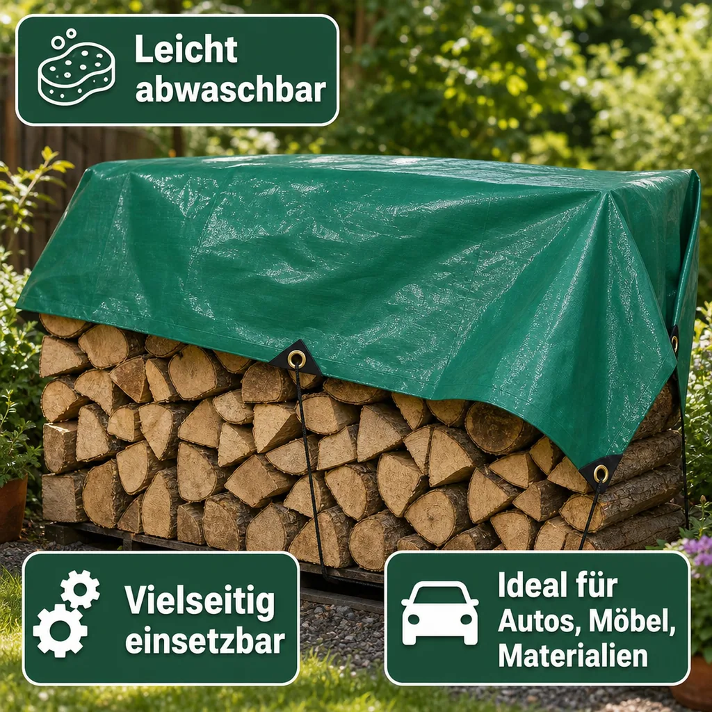 Abdeckplane, 4x8m, 32m², grün, 650 g/m², PVC Plane