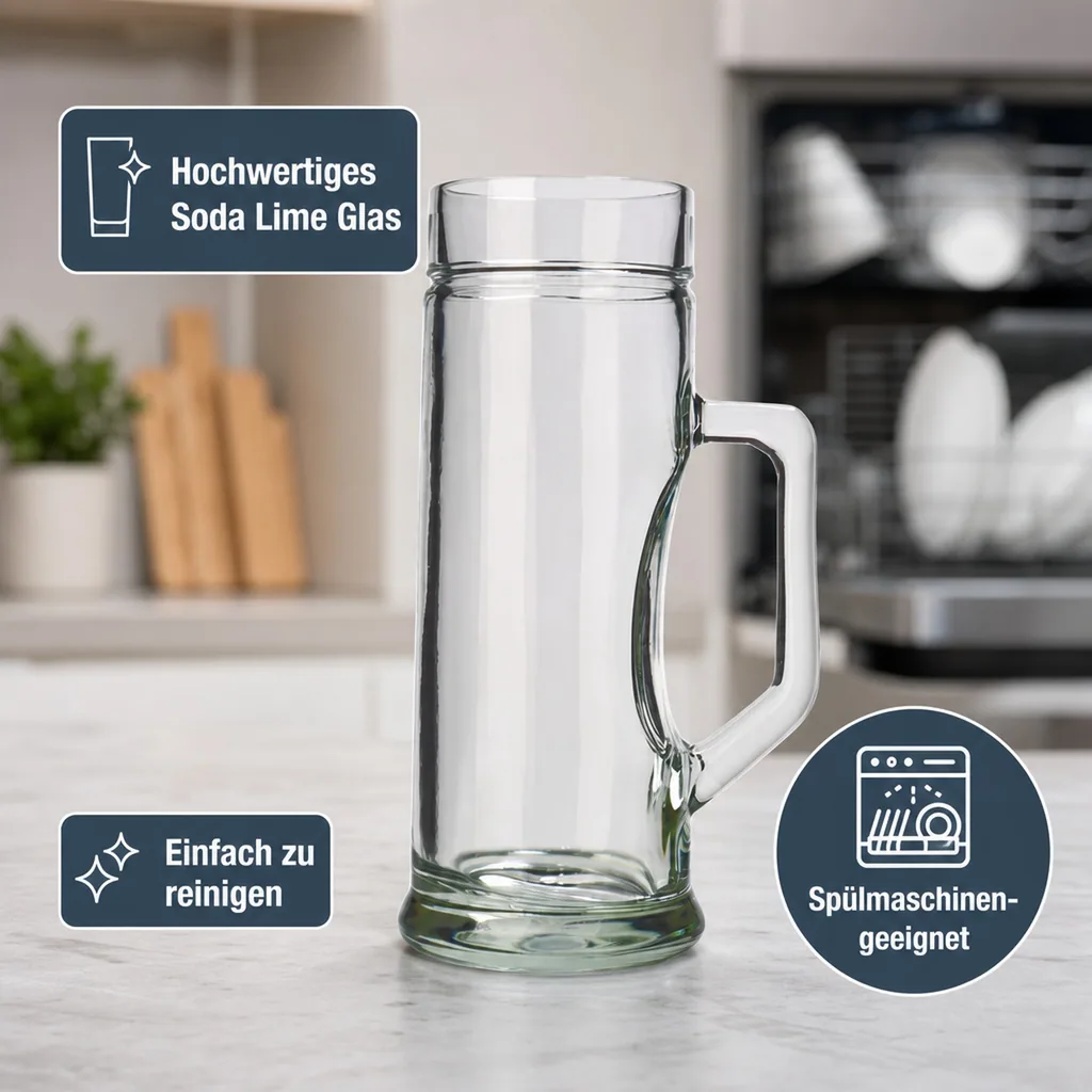 Bierglas, Bierkrug, Maßkrug, Bierseidel 6er Set Biergläser, Premium, Glatt - 0,3 Liter