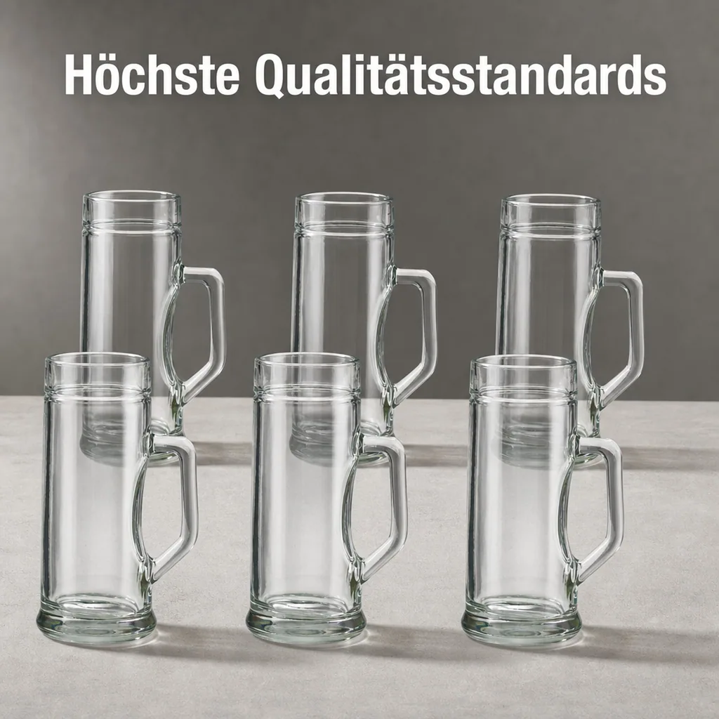 Bierglas, Bierkrug, Maßkrug, Bierseidel 6er Set Biergläser, Premium, Glatt - 0,3 Liter