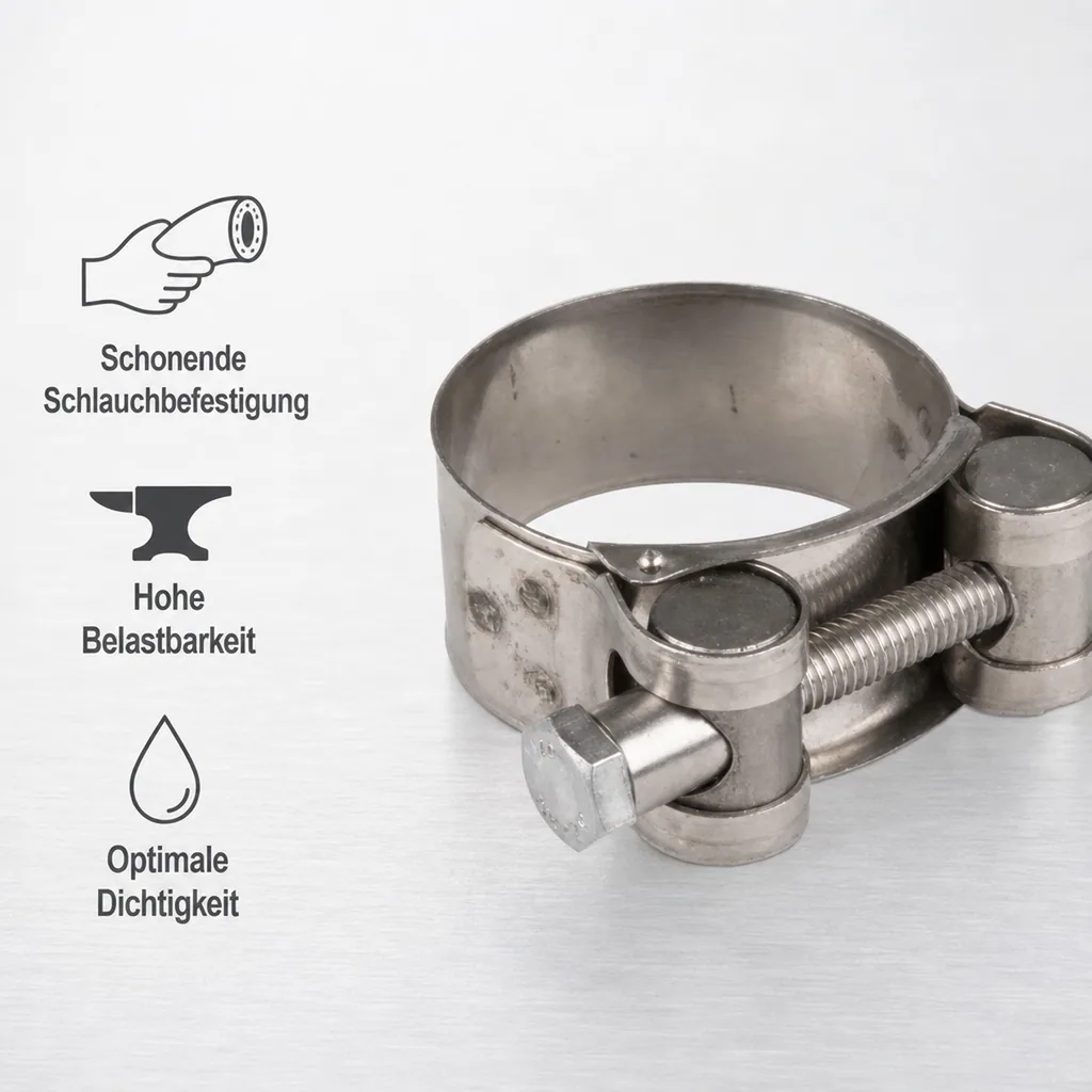 Schlauchschellen, Gelenkbolzenschellen 23-25mm, Edelstahl, DIN 3017