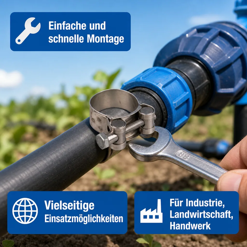Schlauchschellen, Gelenkbolzenschellen 23-25mm, Edelstahl, DIN 3017