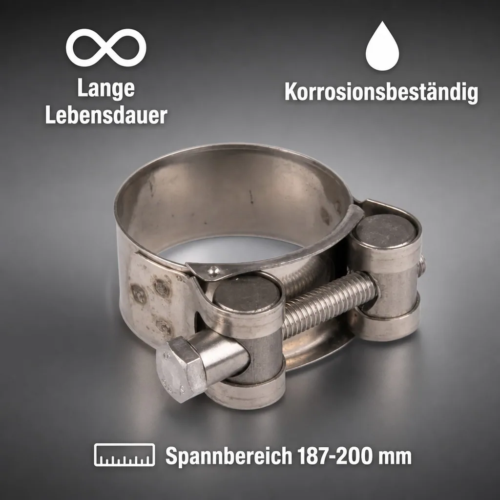 Gelenkbolzenschelle 187-200mm, Spannbackenschelle, W2 Schlauchschelle