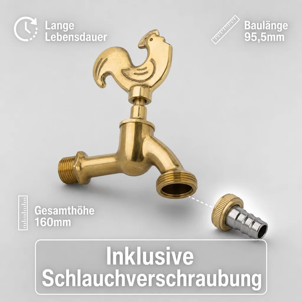 Auslaufventil 1/2 Zoll, Garten Auslaufventil, Nostalgie Design