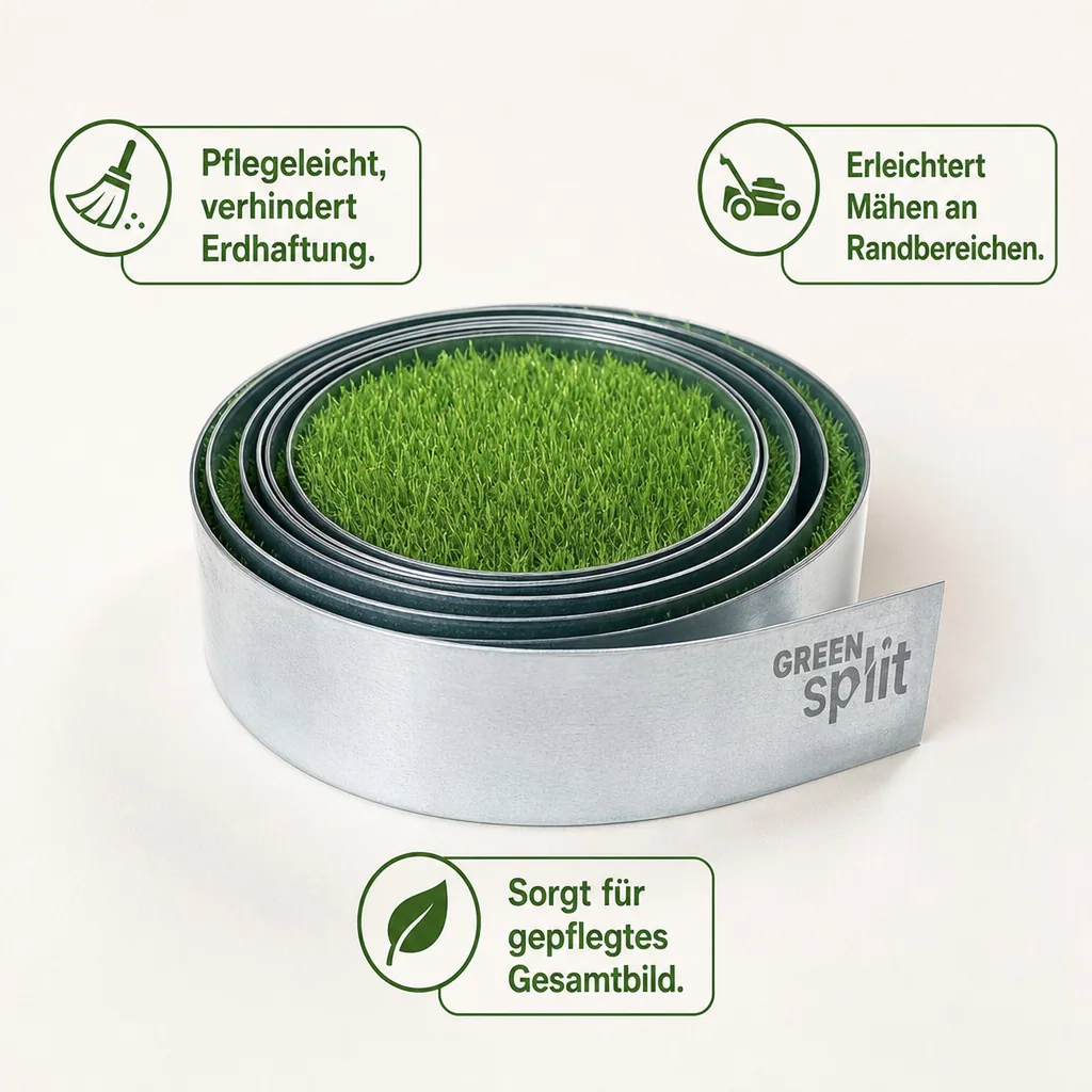Rasenkantenband Metall Alu/Zink (Länge 10m 15m / Höhe 15cm 20cm 25cm) | Rasenkanten | Beeteinfassung | Beetumrandung | Beetbegrenzungen, Länge-GS: 15 m; Breite: 20 cm