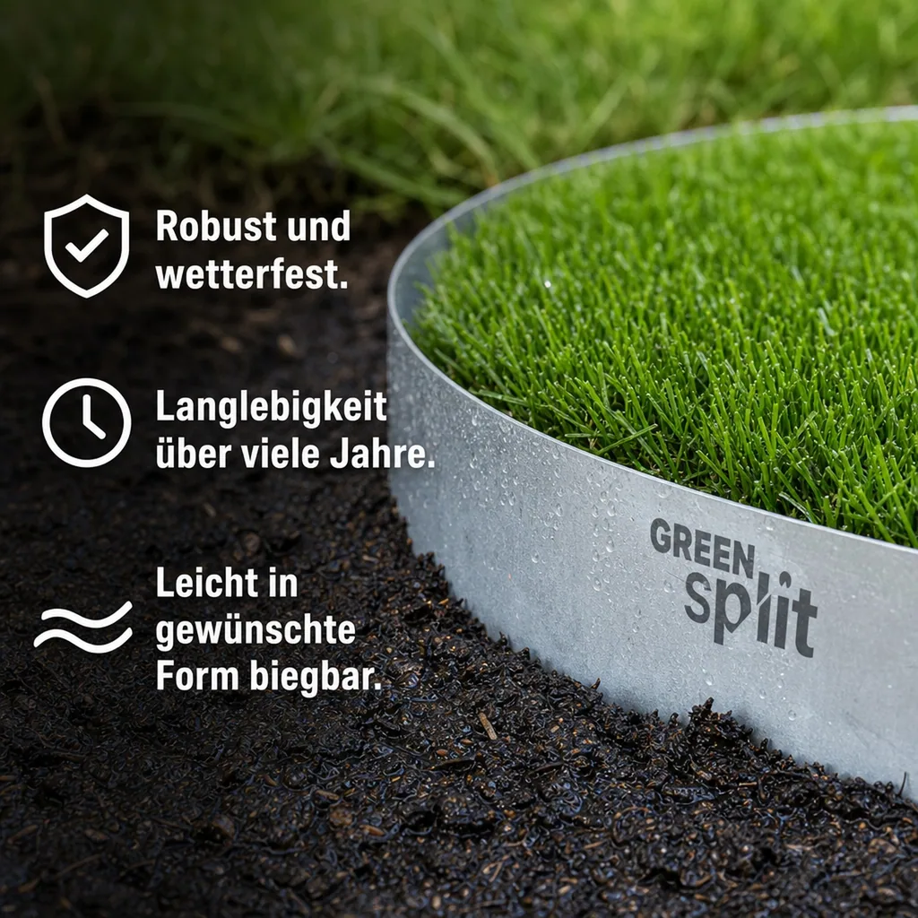 Rasenkantenband Metall Alu/Zink (Länge 10m 15m / Höhe 15cm 20cm 25cm) | Rasenkanten | Beeteinfassung | Beetumrandung | Beetbegrenzungen, Länge-GS: 15 m; Breite: 20 cm