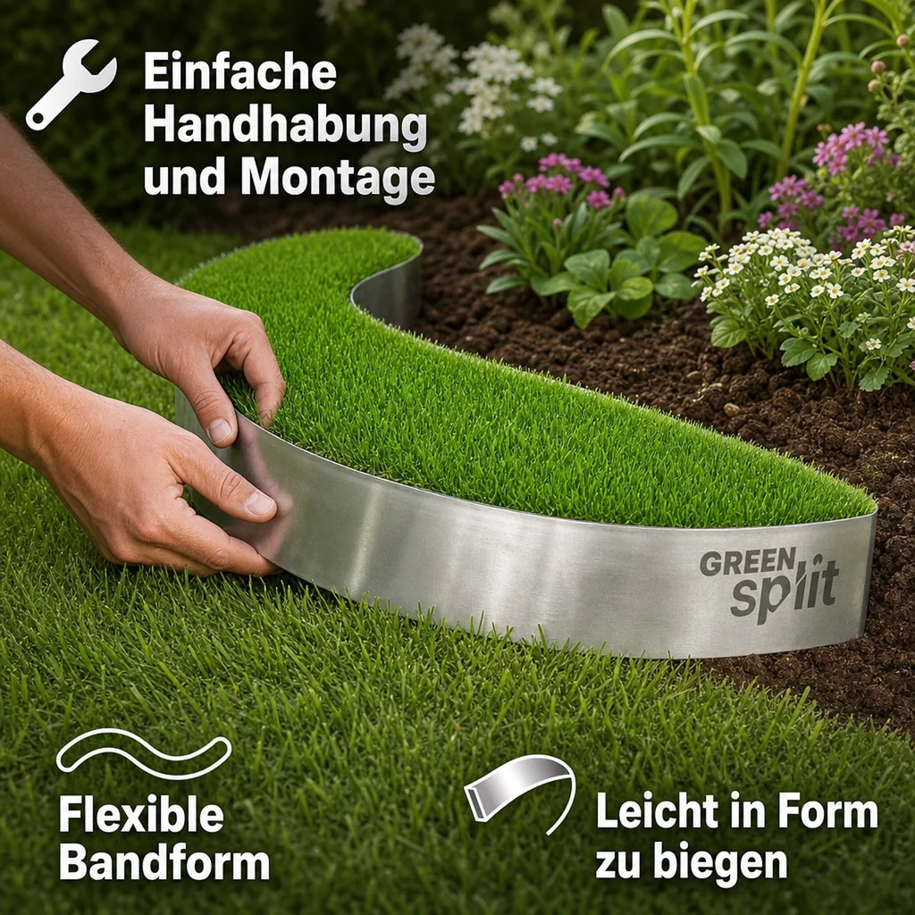 Rasenkantenband Metall Alu/Zink (Länge 10m 15m / Höhe 15cm 20cm 25cm) | Rasenkanten | Beeteinfassung | Beetumrandung | Beetbegrenzungen, Länge-GS: 15 m; Breite: 15 cm